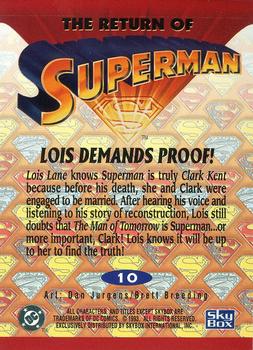 1993 SkyBox The Return of Superman #10 Lois Demands Proof! Back