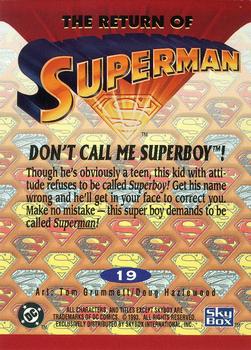 1993 SkyBox The Return of Superman #19 Don't Call Me Superboy! Back