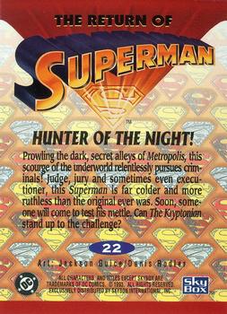 1993 SkyBox The Return of Superman #22 Hunter of the Night! Back