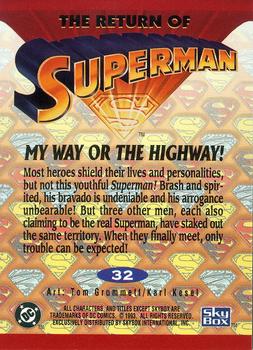 1993 SkyBox The Return of Superman #32 My Way or the Highway! Back