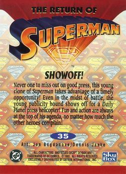 1993 SkyBox The Return of Superman #35 Showoff! Back