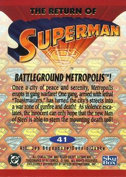 1993 SkyBox The Return of Superman #41 Battleground Metropolis! Back