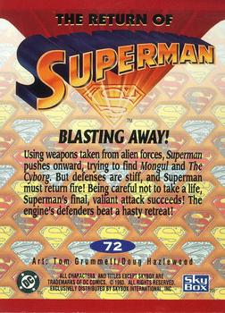 1993 SkyBox The Return of Superman #72 Blasting Away! Back