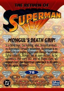 1993 SkyBox The Return of Superman #78 Mongul's Death Grip! Back