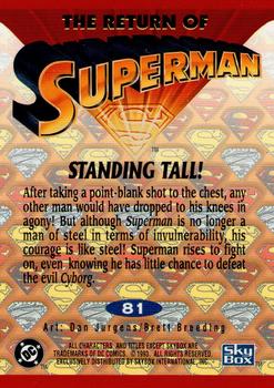 1993 SkyBox The Return of Superman #81 Standing Tall! Back