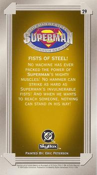 1994 SkyBox Superman: Man of Steel Platinum Series #29 Fists of Steel! Back