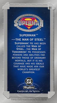1994 SkyBox Superman: Man of Steel Platinum Series - Premium #01 Superman - The Man of Steel Back