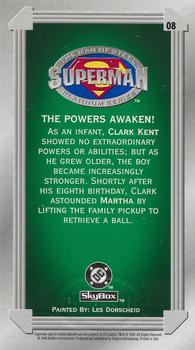 1994 SkyBox Superman: Man of Steel Platinum Series - Premium #08 The Powers Awaken! Back