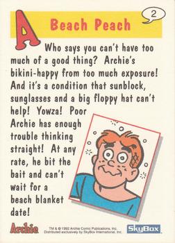 1992 SkyBox Archie #2 Beach Peach Back