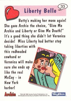 1992 SkyBox Archie #33 Liberty Belle Back
