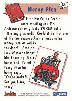 1992 SkyBox Archie #90 Money Plea Back