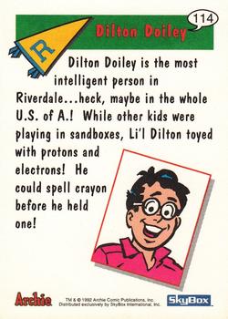 1992 SkyBox Archie #114 Dilton Doiley Back