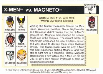 1990 Impel Marvel Universe #100 X-Men vs. Magneto Back