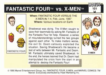 1990 Impel Marvel Universe #101 Fantastic Four vs. X-Men Back