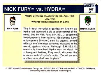 1990 Impel Marvel Universe #107 Nick Fury vs. Hydra Back