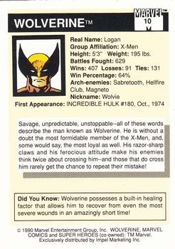 1990 Impel Marvel Universe #10 Wolverine Back