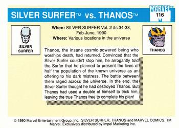 1990 Impel Marvel Universe #116 Silver Surfer vs. Thanos Back
