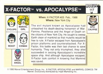 1990 Impel Marvel Universe #117 X-Factor vs. Apocalypse Back