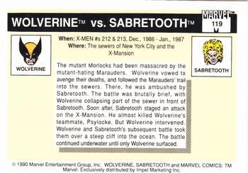 1990 Impel Marvel Universe #119 Wolverine / Sabretooth Back