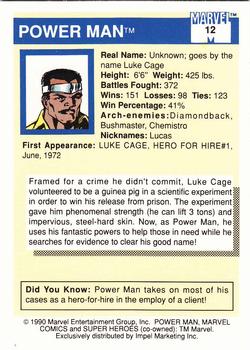 1990 Impel Marvel Universe #12 Power Man Back
