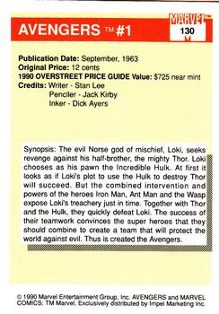 1990 Impel Marvel Universe #130 Avengers #1 Back