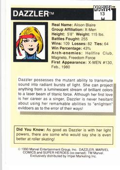 1990 Impel Marvel Universe #13 Dazzler Back