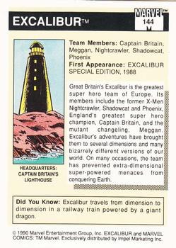 1990 Impel Marvel Universe #144 Excalibur Back