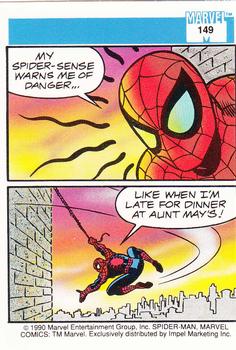 1990 Impel Marvel Universe #149 Spider-Man Presents: Spider-Man Back