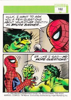 1990 Impel Marvel Universe #152 Spider-Man Presents: The Hulk Back