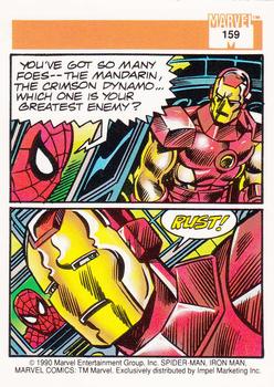 1990 Impel Marvel Universe #159 Spider-Man Presents: Iron Man Back
