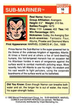 1990 Impel Marvel Universe #16 Sub-Mariner Back