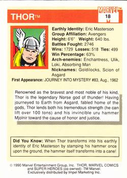 1990 Impel Marvel Universe #18 Thor Back