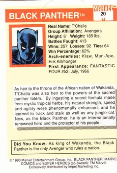 1990 Impel Marvel Universe #20 Black Panther Back