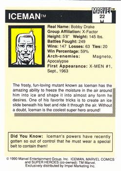 1990 Impel Marvel Universe #22 Iceman Back