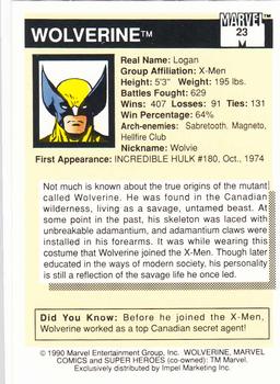 1990 Impel Marvel Universe #23 Wolverine Back