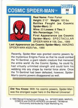 1990 Impel Marvel Universe #30 Cosmic Spider-Man Back