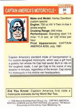 1990 Impel Marvel Universe #31 Captain America Back