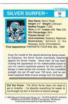 1990 Impel Marvel Universe #32 Silver Surfer Back