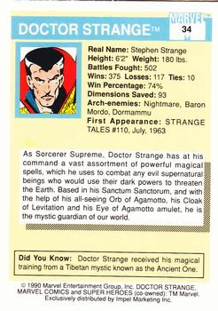 1990 Impel Marvel Universe #34 Doctor Strange Back