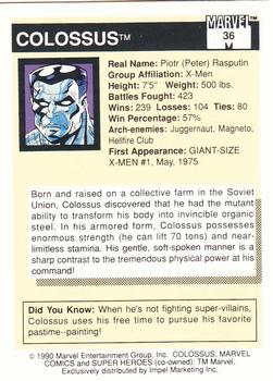 1990 Impel Marvel Universe #36 Colossus Back
