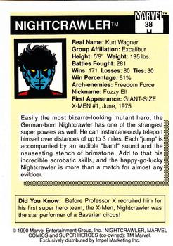 1990 Impel Marvel Universe #38 Nightcrawler Back