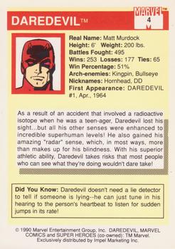 1990 Impel Marvel Universe #4 Daredevil Back