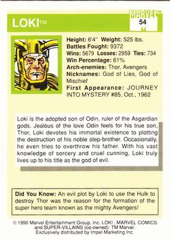 1990 Impel Marvel Universe #54 Loki Back