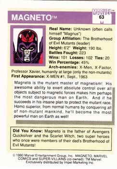 1990 Impel Marvel Universe #63 Magneto Back