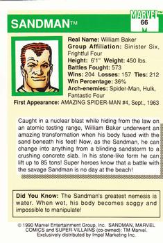 1990 Impel Marvel Universe #66 Sandman Back