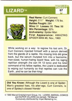 1990 Impel Marvel Universe #67 Lizard Back