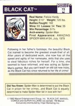 1990 Impel Marvel Universe #72 Black Cat Back
