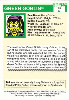 1990 Impel Marvel Universe #74 Green Goblin Back
