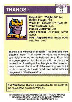 1990 Impel Marvel Universe #79 Thanos Back