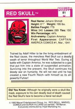 1990 Impel Marvel Universe #81 Red Skull Back